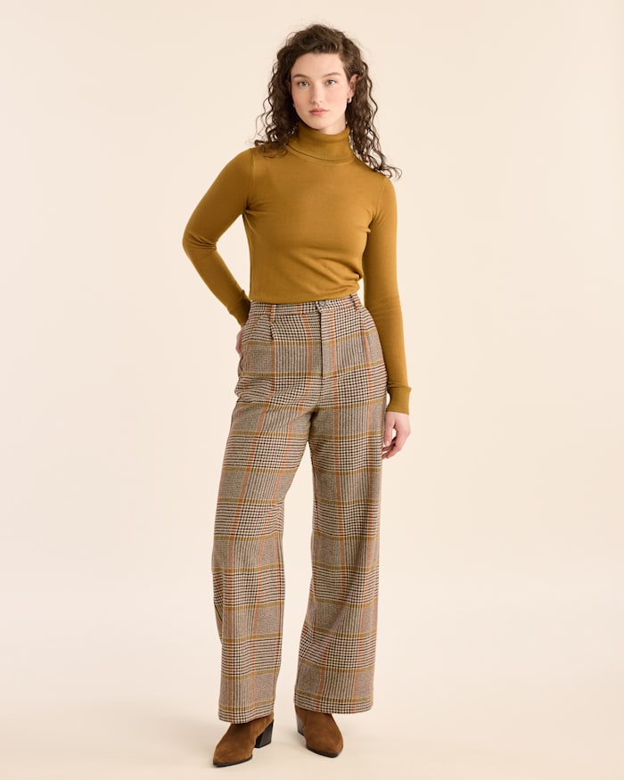 WOMEN'S GLEN PLAID WOOL TROUSERS